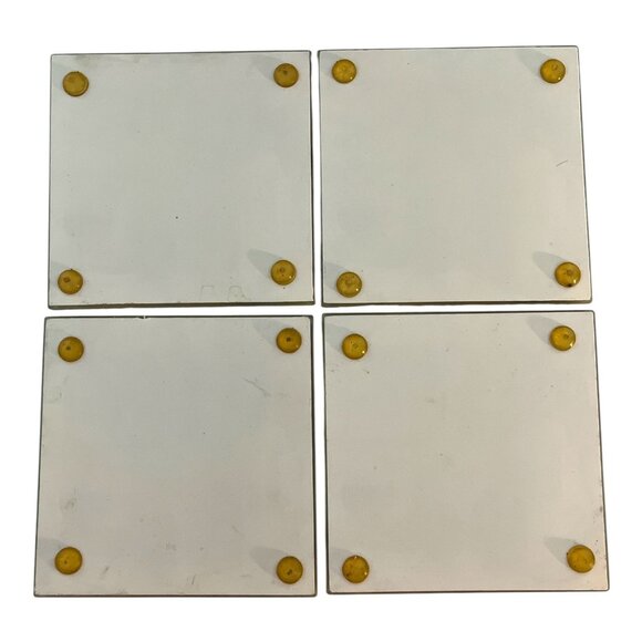 Vintage J. Cain Glass Coasters – Wine & Grapes Still Life Barware Kitchen Décor - Picture 3 of 3